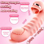 Safe Silicone Dildos Vibrator Realistic Tongue Licking Vibration Telescopic Rabbit Vibrator G Spot Stimulator Sex Toys For Women