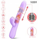 SHAKI Dildo Telescopic Rotating Vibrator G-Spot Female Clitoris Massager Beaded Scalable Rabbit Wand Silicone Sex Toys For Women