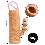 Bestco 18+ Double Anal Penis Extender Sleeve Wearable Hollow Dildo Condom G-Spot Orgasm Delay Ejaculation Enhancer Adult Sex Toy