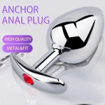 Metal Stainless Steel Anal Plug Sex Toys for Couple Smooth Butt Plug Tail Crystal Jewelry Trainer Sex Products Shop