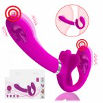12 Speeds Strapless Strap-on DIldo Vibrator For Women Adult Harness Sex Toy For Lesbian Powerful Pulsaing Vibrating Sex Machine