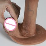 3 Size Simulation Dildo Realistic Sliding Testis G Spot Stimulate Silicone Penis Scrotum Big Dick Suction Cup For Adult Toys