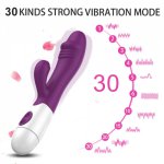 30 Frequency Rabbit Vibrator Dildo Sex Toy Erotic G-spot Masturbator Vibrators For Women Dual Vibrating  Anal Vagina Massage