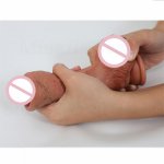 Sliding Foreskin Female Sex Toy Masturbation Double-Layer Silicone Suction Cup Huge Dildo Skin Feeling Realistic Penis For Women