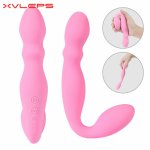 Xvleps Dual Motors Dildo Vibrator G Spot Vagina Massager Butt Plug Sex Toy for Couple Women Lesbian Intimate Erotic Masturbator
