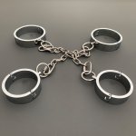 New Adult Game Play Metal Neck Collar Handcuffs Ankle Cuffs Slave BDSM Bondage Set Adult Games Sex Toy For Men Woman Couples 18+