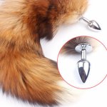 Fluffy Faux Fox Tails Anal Plug Metal Manual Butt Plug Trainer Role Play Cosplay Flirt Sex Toys for Woman
