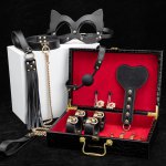 KISSCAM Bed Bondage Kits Genuine leather Restraint Set Handcuffs Collar Gag Erotic BDSM Sex Toys For Women Couples Adult Games