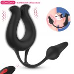 9 Modes Vibrating Penis Massager Ring Dildo Sex Toys for Men Scrotum Massager Male Chastity Cage Testicle Bondage Vibrators