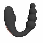 U Shape double head shaking vibrator silicone beads butt plug couple sex toys male prostate massager clit stimulate