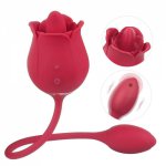 Rose Vibrator, 2 in 1 Clitoral Stimulation with Vibrating Egg Lick The Tongue Anus Teasing Massager Sex Toys for Women Couples