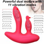 Soft G-Spot Dildo Vibrator for Women Dual Motor Butt Anal Plug Vagina Stimulator with Wireless Remote Control Adult Clitoris Sex