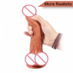Hot Double-layer Silicone Artificial  Realistic Dildo Suction Cup Flexible Bending Female Masturbation Sex Toys For Women Penis.