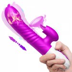 Double Tongue Cunnilingus Vibrator Telescopic Rotating Dildo Heating Vagina Clitoris Stimulate Vibrator Adult Sex Toys for Women
