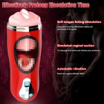Automatic Male Masturbator Tongue Licking Adult Masturbation Cup Real Vagina Pussy Pocket 7 Vibration Modes Sex Toys for Men