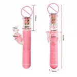 Female telescopic vibrator with wheels, sexual toy for women, type dildo for point g and butterfly, double vibration wand,