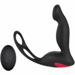 3-in-1 remote massager prostate vibrator with penis ring 9 refillable g-spot sexual anal toys for men