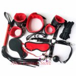 10pcs/set Sex Bondage Restraint SM Kit Handcuffs Collar Gag Mask Paddle Whip Rope Feather Sex Toys for Couples Dress Play