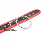 Ourbondage Black PU Leather Red Lining BDSM Fetish Bondage Wrist Ankle Cuffs With O Ring CrissCross Restraints For Adult Sex Toy