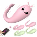 Silicone pussy vibrator bluetooth app wireless control g-point 8 frequency vibratory massage adult egg sex toys for women