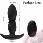 Thrusting Vibration Anal Plug Telescopic Vibrator USB Charging Remote Control Suction Cup Butt Plugs Sexules Toys for Adult 18+