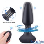 SWT Vibration Butt Plugs Rotation Beads Vibrator Prostate Massage Wireless Remote Control Anal Plug Adult Sex Toys For Man/Woman