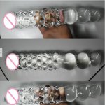 12*2.2 inch large glass dildo +3 anal beads,huge double dildo dong fake penis dick,giant dildos for woman lesbian gay sex toys