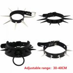 Adjustable black rivet Collar PU leather Bondage BDSM restraint slave erotic punk Fetish unisex Toy For male female couple Game