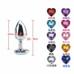 1PC Heart Shaped Metal Anal Plug Sex Toys Stainless Smooth Steel Butt Plug Tail Crystal Jewelry Trainer for Women/Man Anal Dildo