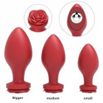 3Pcs Rose Design Fetish Silicone Anal Butt Plug With Vaginal Kegel Ball.Sex Restraints Bondage SM L+M+S Women Sex Toy For Couple