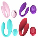 Powerful Wireless Remote Control Vibrator Rechargeable G Spot U Silicone Stimulator Double Vibrators Sex Toys For Woman Adult