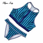 Ins, Rhyme lady  Hot Sexy new  Bikinis Women Brazilian Swimwear  Print  stripe Swinsuit Push Up Bikini Set with pad  Bathing suit