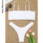 Make Difference Brand Lycra Bandeau Bikini Swimsuit 2018 Women's Sexy Removable Strap Ribbed Swimwear High Waisted Bathing Suits