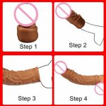 High Quality Realistic For Men Reusable Penis Sleeve For Male Extender Dildo Enhancer Enlargement Cock Sex Toys