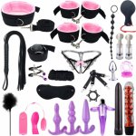 21pcs set fetish Adult SM Sex Love Game Toy Kit for Couples women bondage restraint Set Handcuff Whip Nipple Clamps Gag bdsm