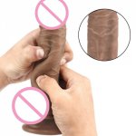 Skin Feeling Realistic Dildo Soft Flexible Double Layer Silicone Huge Penis With Suction Cup for Hands-Free Sex Toys