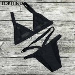 TOKITIND 2017 NEW S-L Women's Sexy Mesh Bikini Set Hollow Out Tops Bandage Swimsuit Strappy Swimwear Sexy Mini String Thong