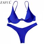 Zaful 2017 Bikinis Set Women Swimsuit  Two-Piece Swimwear Low Waist Push Up Underwired Plunge Bathing Suit Sexy Beachwear 