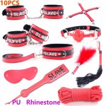 10PCS / Set Adult Sex Products Bandage Sex Toys for Woman SM Game Suit Handcuffs Ball Whip Kit Cosplay Couple Fetish Restraint