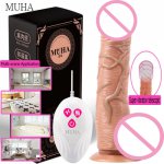 MUHA Dildos Silicone Imitate Stretch Adult Sex Toys Artificial Penis Anal Toy USB Charging Use Anytime For Women Lesbian