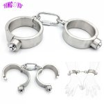 Sexy Stainless Steel Handcuffs Sex Toys For Woman Men Couples Bdsm Bondage Gear Restraints Kit Exotic Accessories Adult Products