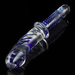 Sex Toy Heat-resistant Crystal Glass Dildo with Handle Huge Glass Dildo Anal Dildo G-point Stimulation Female Masturbation Stick
