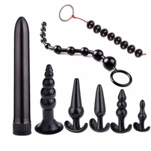 Black Butt Plug Set Tail Anal Beads Prostate Massage G Spot Vibrator Adult Sex Toys for Woman Vagina Men Gay Anal Erotic Sexshop