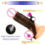 Silicone Foreskin Correction Condoms Reusable Penis Sleeve Double Vibrators Dick Extender Cock Enlargement Delay Sex Toy For Men