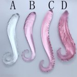 Hippocampus Shape G Shape Pyrex Glass Crystal Dildo with Spot Beads Fake Penis Anal Butt Plug Gay Masturbation Sex Product