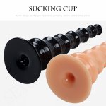Anal Plug with Sucktion Cup Silicone Prostate Massager Sex Toy Thick Butt Plug Huge Dildo Pull Beads