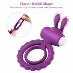 Penis Ring Delay Ejaculation Erection Cock Rings Enhance Dual Vibrating Sex Toy for Men Couples Vibrator with Rabbit Ears