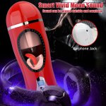 Automatic Male Masturbator Tongue Licking Adult Masturbation Cup Real Vagina Pussy Pocket 7 Vibration Modes Sex Toys for Men