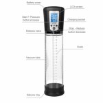 Electric Penis Vacuum Pump with 4 Suction Intensities, Rechargeable Automatic High-Vacuum Penis Enlargement Extend Pump,