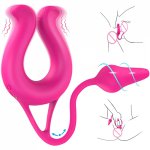 Couple Vibrator with Butt Plug for Penis Clit Stimulation Anal Training Rechargeable Cock Ring Multi-speed Sex Toy for Men Women
